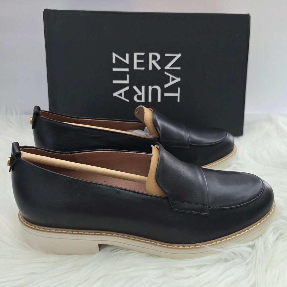 Naturalizer Taylin Loafers Womens 7.5 Black New Leather Platform Slip On Shoes